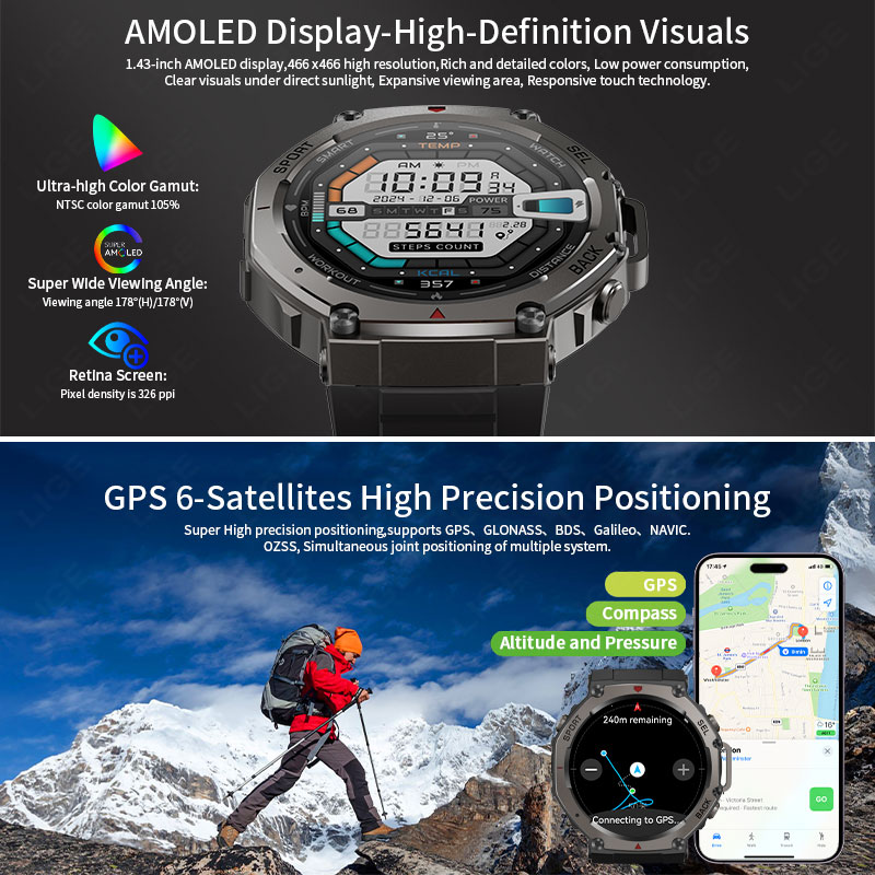 LIGE Militärklasse GPS Smartwa – Altimeter Compass Watch Bewertung und Preis
